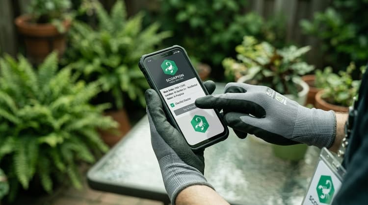 App de campo do Dedetech em uso